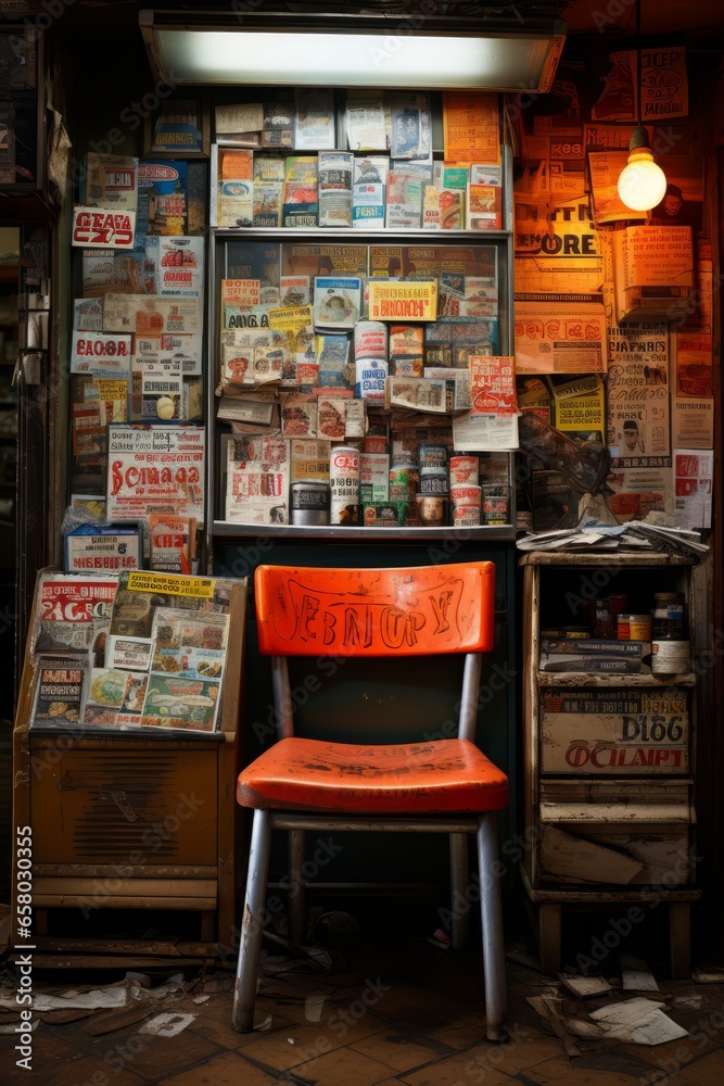 Convenience store's magazine and newspaper rack, Generative AI 