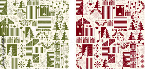 Merry christmas pattern with snowflakes, christmas trees nad christmas elements
