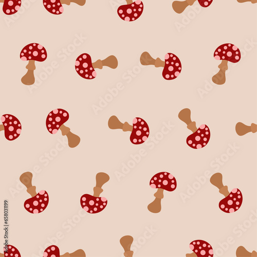 Mushroom seamless pattern. Suitable for backgrounds, wallpapers, fabrics, textiles, wrapping papers, printed materials, and many more.
