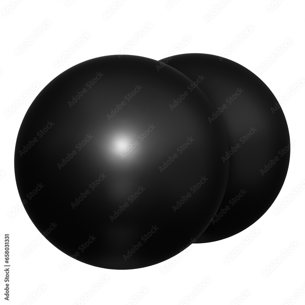 Realistic 3D Geometric Shape, Black Matte, Transparent Background, PNG Design Element