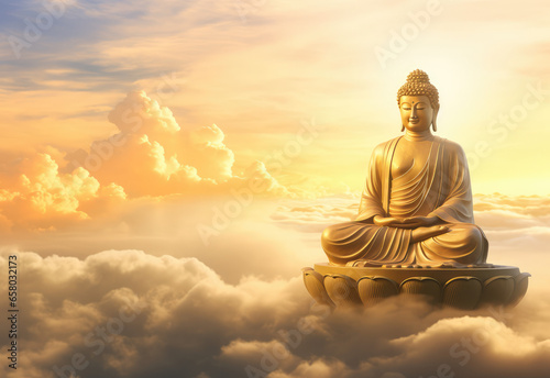 buddha statue in the sky with clouds
