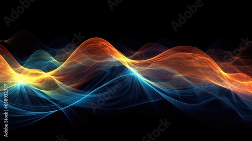 Abstract glowing waves background. Generative Ai