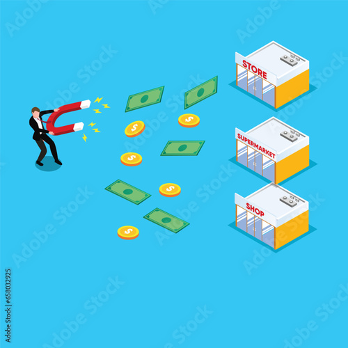Clerk collects taxes and payments 3d vector illustration concept for banner, website, illustration, landing page, flyer, etc