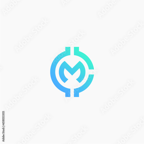 Initial CM MC OMC MOC modern monogram and elegant logo design