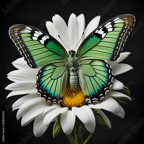 animal green on flower color white butterfly color green dark full HD