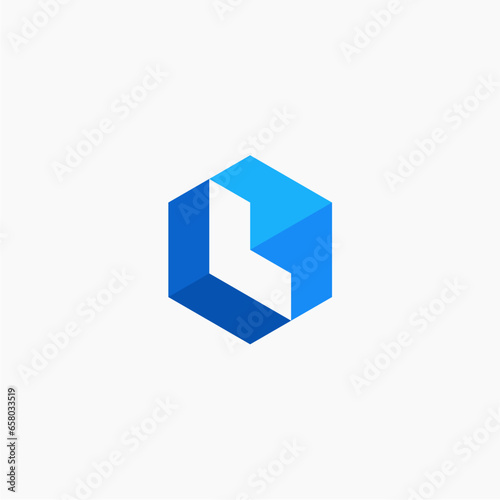 letter l hexagon logo design vector illustration template