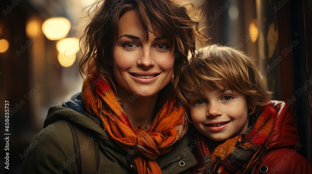 Portrait of mother and child. Peace of mind and harmony in the relationship between them. Portrait of mother and child. Peace of mind and harmony in the relationship between them.