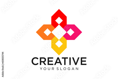 Abstract logo multicolored squares for company design