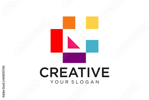 Abstract logo multicolored squares for company design