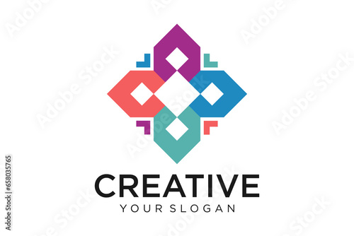 Abstract logo multicolored squares for company design
