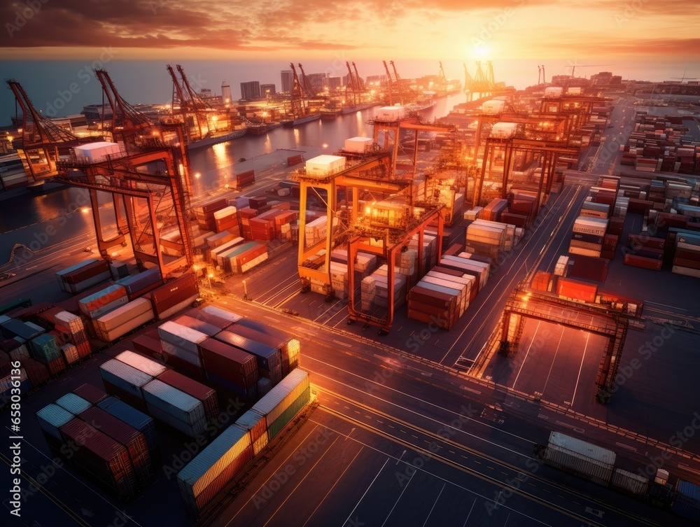 Logistics and transportation of Container Cargo ship working crane bridge in shipyard, logistic import export and transport industry background. Logistics and transportation of Container Cargo ship working crane bridge in shipyard, logistic import export and transport industry background.