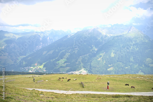 Views from the top of Stubnerkogel mountain near Bad Gastein with lookouts towards Grossglockner mountain photo