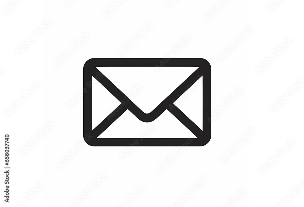black envelope icon on white background, with space for notes. copy space black envelope icon on white background, with space for notes. copy space