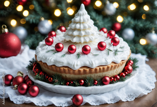 Glaze pie decorated Christm...