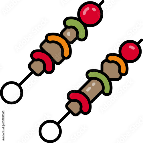 BBQ skewer line icon