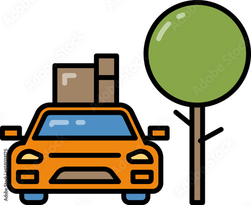 Tourist picnic car line icon