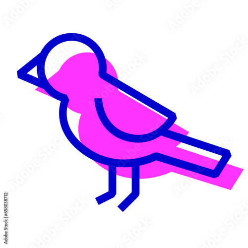 春、鳥、小鳥を表す2色スタイルのアイコン