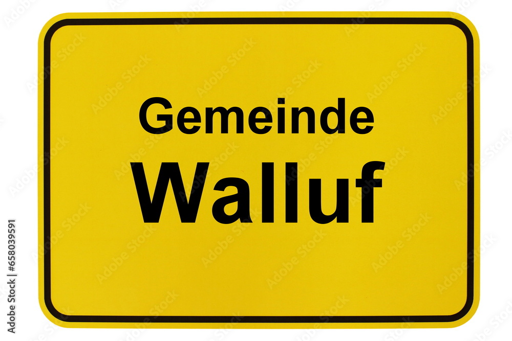 Illustration eines Ortsschildes der Gemeinde Walluf in Hessen