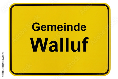 Illustration eines Ortsschildes der Gemeinde Walluf in Hessen