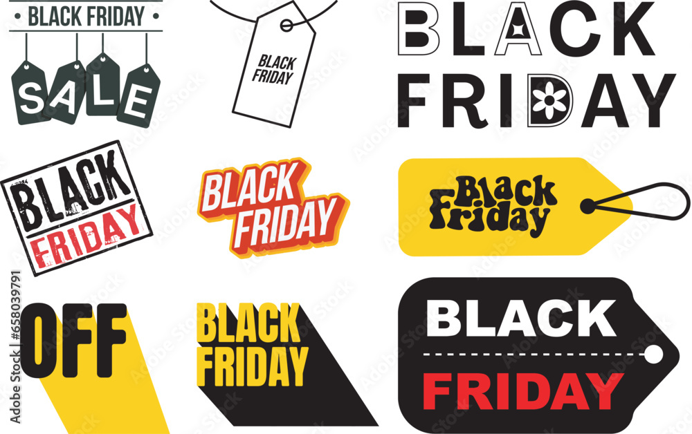 Black Friday Hang Tag, Black Friday Sticker, Square Black Friday Stamp, Typography Vector