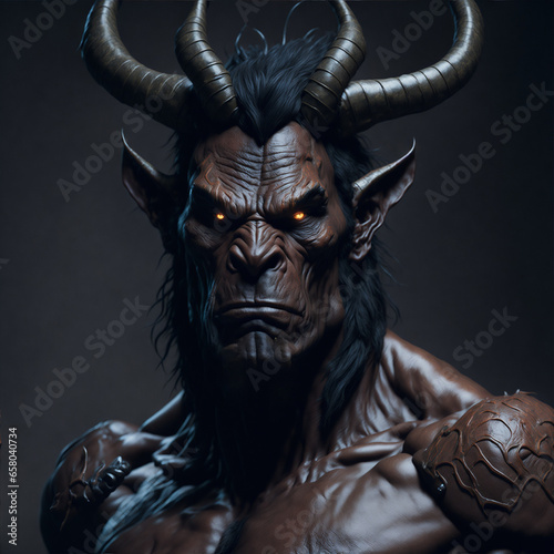 The Minotaur. Mythological creature that was half man and half bull.