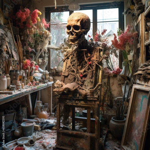 An Artist's Studio Bathed In Natural Light A Clutter Of
