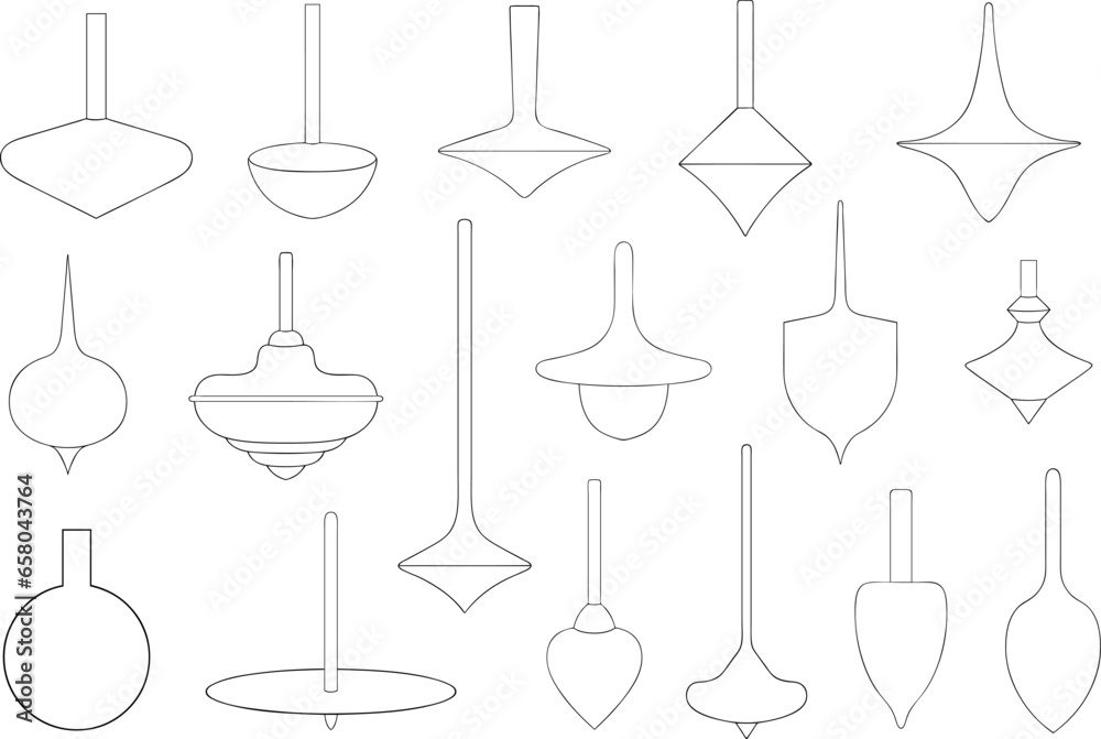 Illustration of different spinning tops isolated on white Illustration of different spinning tops isolated on white