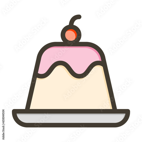 Panna Cotta Vector Thick Line Filled Colors Icon Design