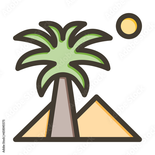 Oasis Vector Thick Line Filled Colors Icon Design