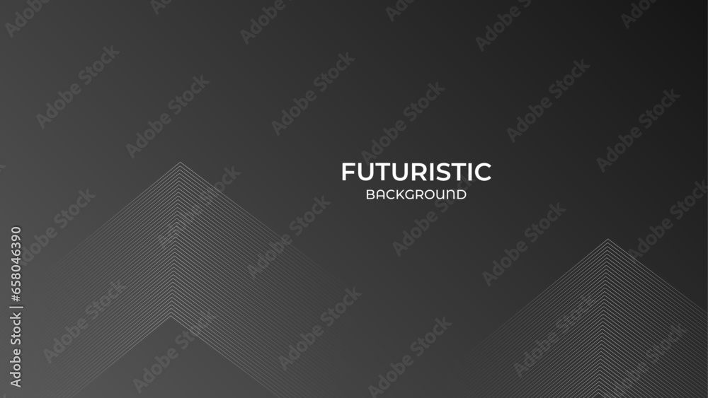 Fototapeta premium 3D Black techno abstract background overlap layer on dark space with glowing lines shape decoration. Modern graphic design element future style concept for banner, flyer, card, or brochure cover