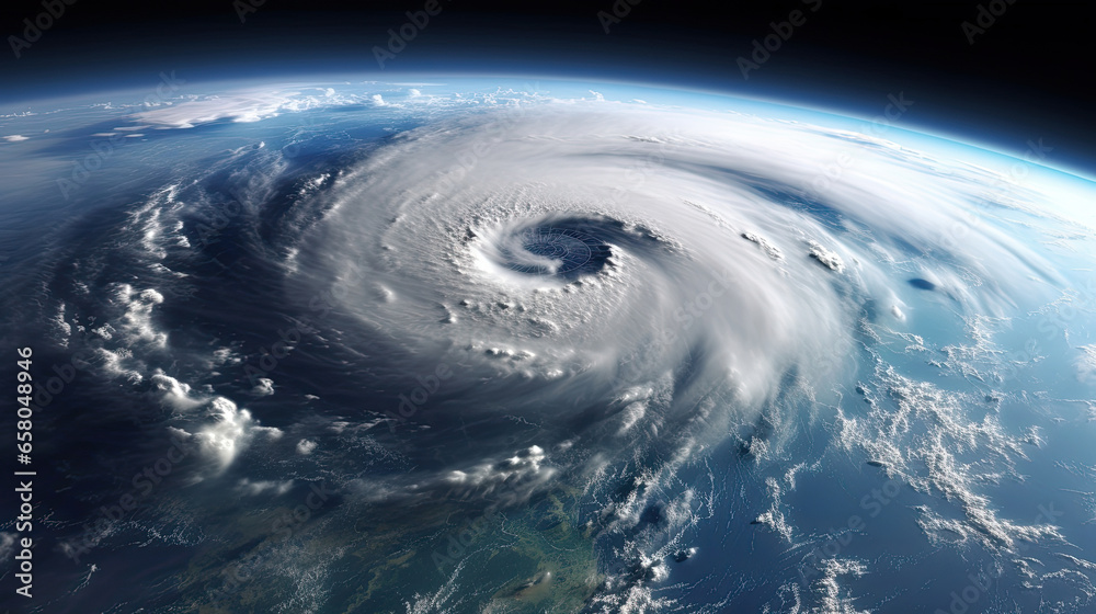 Super Typhoon, tropical storm, cyclone, hurricane, tornado, over ocean. Weather background. Typhoon, storm, windstorm, superstorm, gale moves to the ground. Elements of this image furnished - obrazy, fototapety, plakaty 