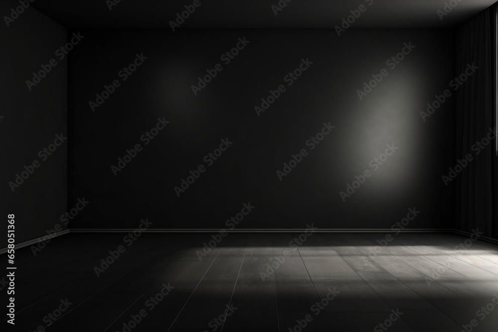 Minimalistic Product Presentation: Black Wall, Smooth Floor, and Window Shadow with Sun Glare Minimalistic Product Presentation: Black Wall, Smooth Floor, and Window Shadow with Sun Glare