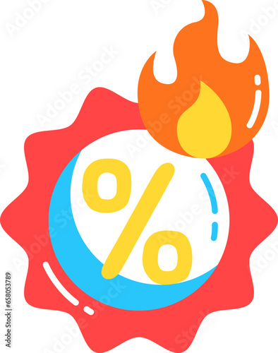 Discount Related Vector Line Icon with Hot promo