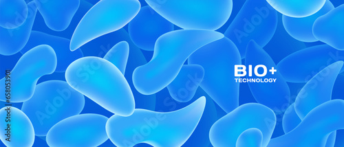 Vector abstract molecular blue background. Biotechnology. Macro. Bacteria. The simplest microorganisms.