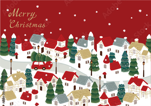クリスマス　街並みイラスト