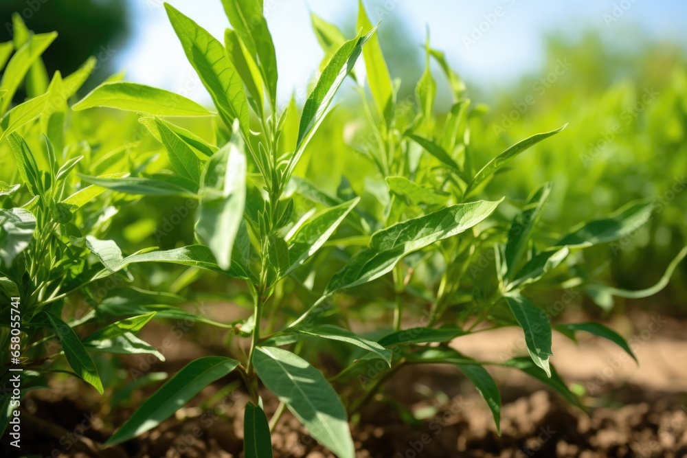 green leaves of withania somnifera ashwagandha plant