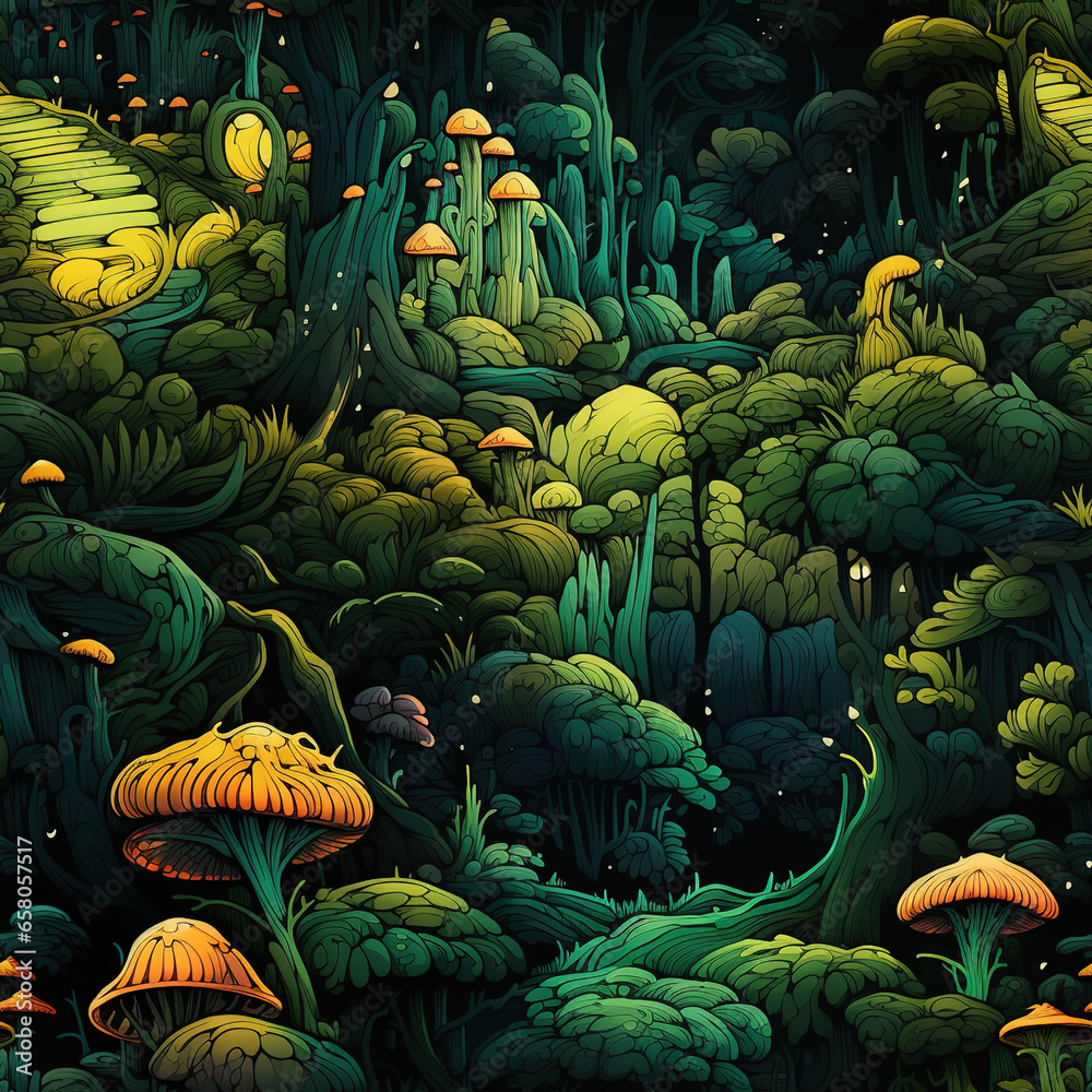 Fototapeta premium Enchanted Forest Digital Paper Seamless Patterns Background