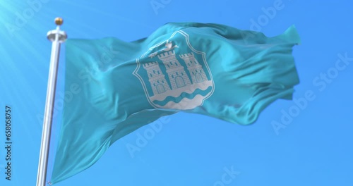 Flag of Novi Sad, Serbia. Loop photo