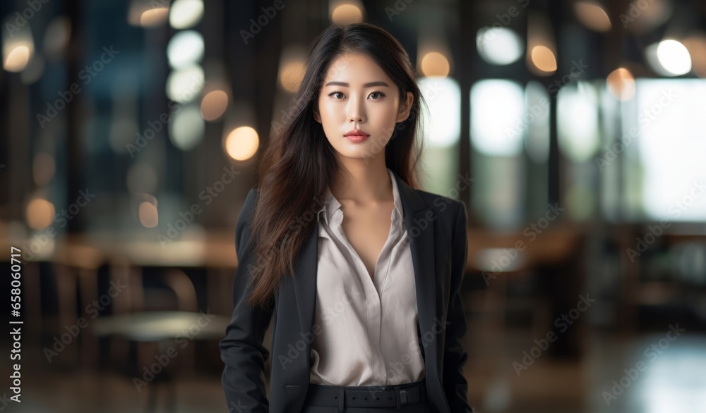 a portrait captures the essence of a confident and successful Chinese businesswoman, exuding elegance and professionalism in her exclusive suit, embodying leadership and empowerment a portrait captures the essence of a confident and successful Chinese businesswoman, exuding elegance and professionalism in her exclusive suit, embodying leadership and empowerment