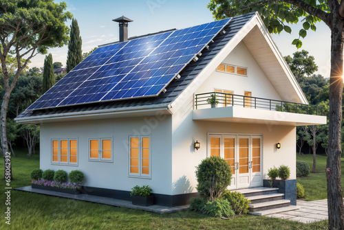 Renewable Energy for the Future: A Private House with Solar Panels, generative ai