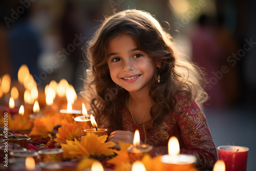 Indian little girl celebrating Diwali festival