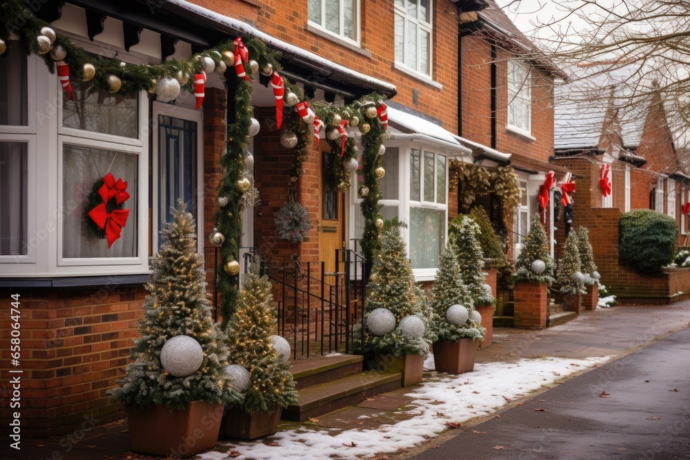 a homes exterior adorned with festive boxing day decorations
