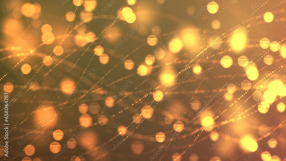 Beautiful golden particle line abstract background