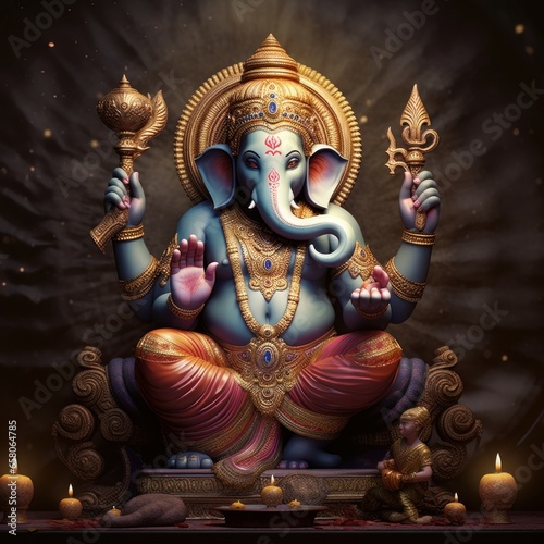 Hindu mythology god Ganesh. Generative AI