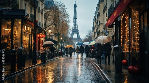 Paris in the Rain: The Cobbled Streets Glistening With © Emma