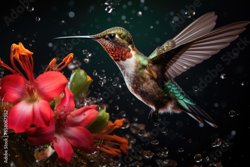 Hummingbirds and flowers in macro photography are a captivating sight  photo