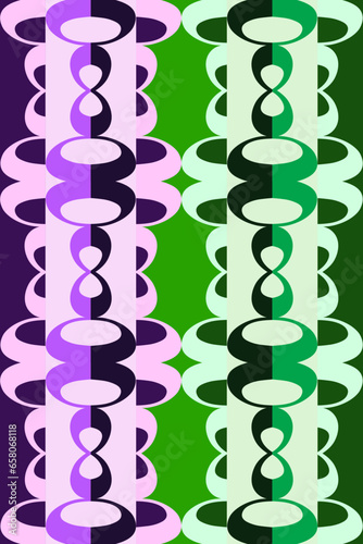 The beautiful, symmetrical background with green and pink colors, the immersive pattern, and the mistletoe leaves between the way.