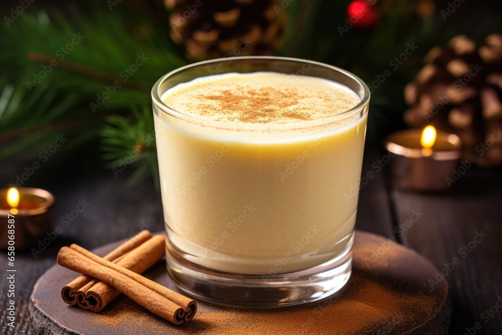 warm eggnog topped with a dash of nutmeg in a glass warm eggnog topped with a dash of nutmeg in a glass