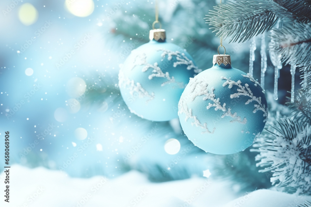 Christmas ball on fir branches with snow.Christmas Background.Merry Christmas and Happy new year concept. Christmas ball on fir branches with snow.Christmas Background.Merry Christmas and Happy new year concept.