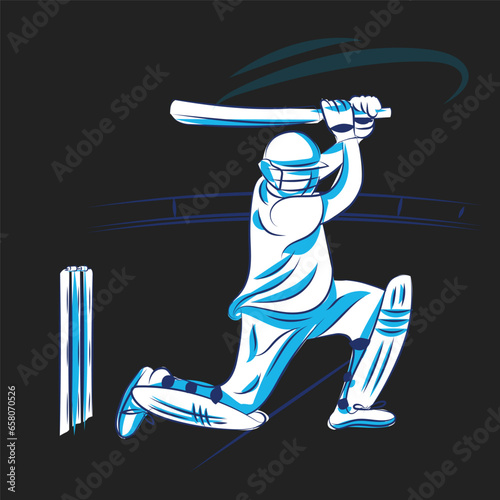 illustration of batsman playing cricket shot